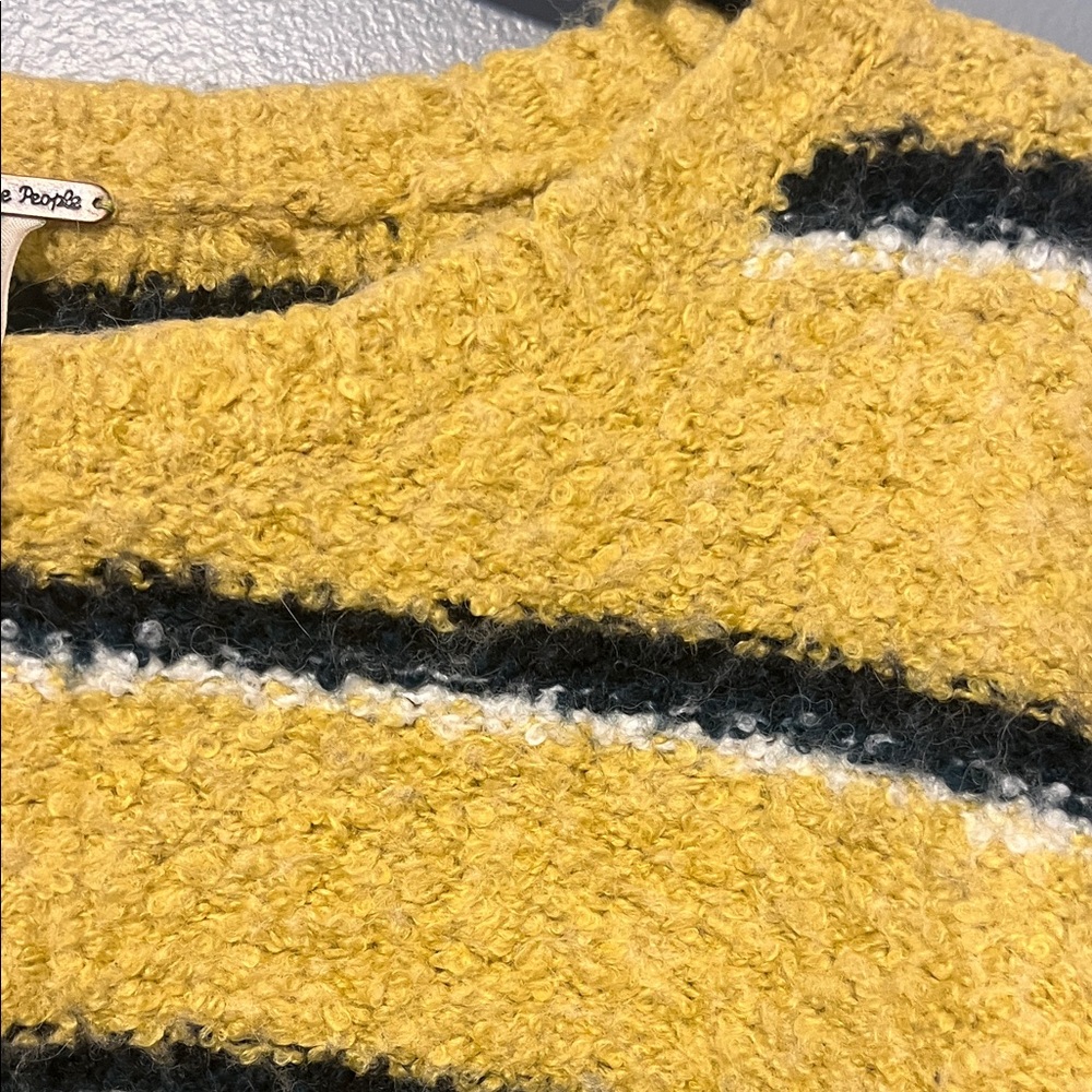 Free People Yellow Striped Fuzzy Knit Sweater - Picture 4 of 4